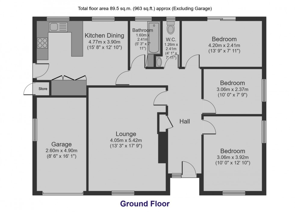 Floorplan for Downs Crescent, Gawber, Barnsley