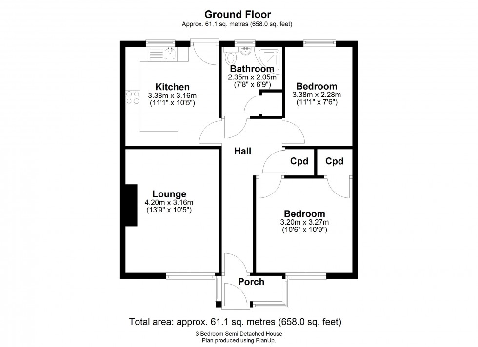 Floorplan for Rockingham Close, Birdwell, Barnsley